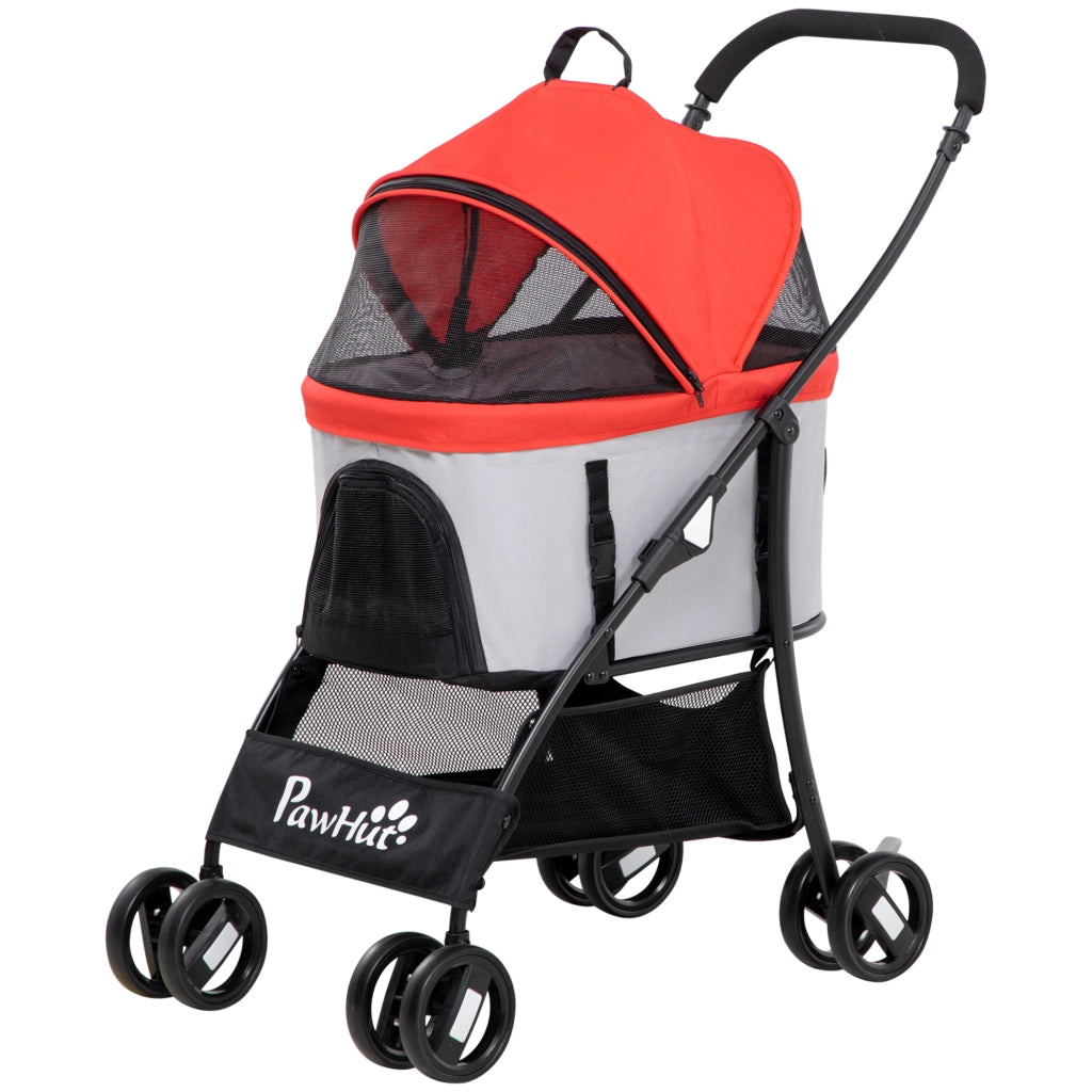 Trasportino per Cani Pieghevole con Tettuccio ¨C zephmum ¨C 82x49.5x98cm, Rosso