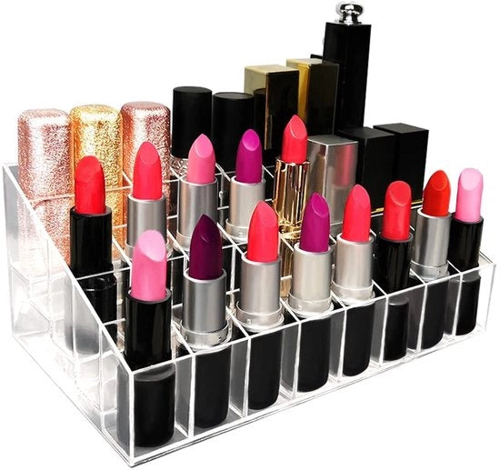 Organizzatore di matite per labbra - Acrilico - 40 fessure - Translucido - Borsa di cosmetici - Disegno graduato - Visibile