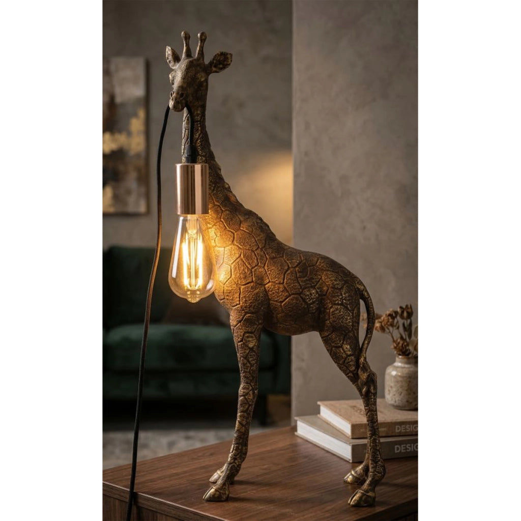 Lampada da tavolo Giraffa piccola in resina oro antico