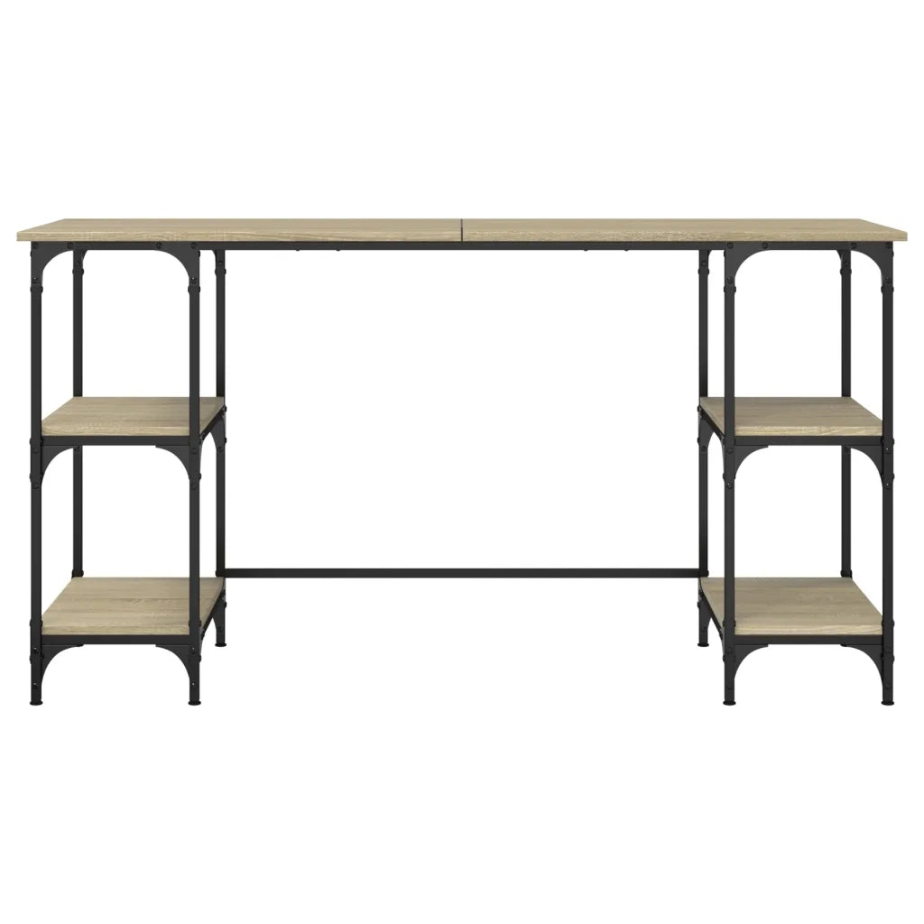 Scrivania | Tavolo da Ufficio Rovere Sonoma 140x50x75cm Metallo e Legno Multistrato