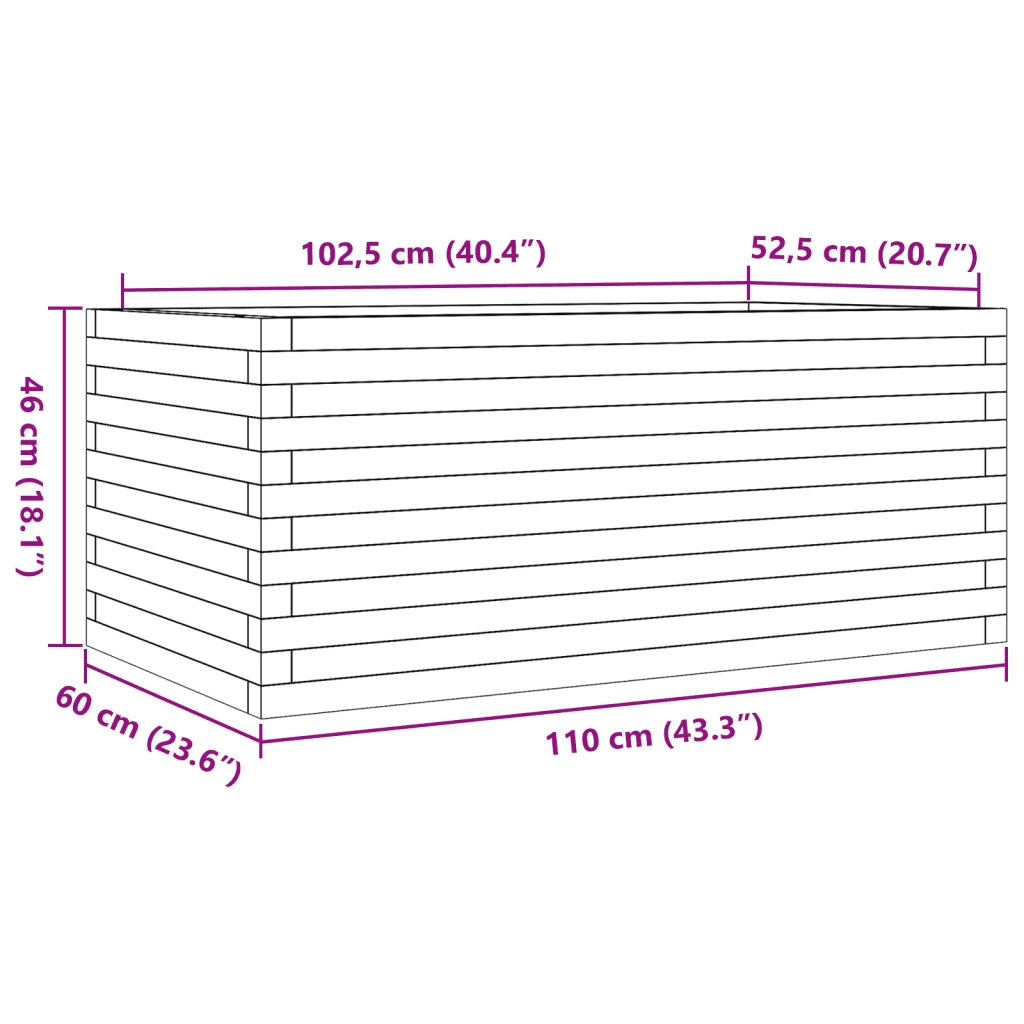 Fioriera | Cassetta per fiori | Vaso da Giardino Bianca 110x60x46 cm Legno Massello di Pino