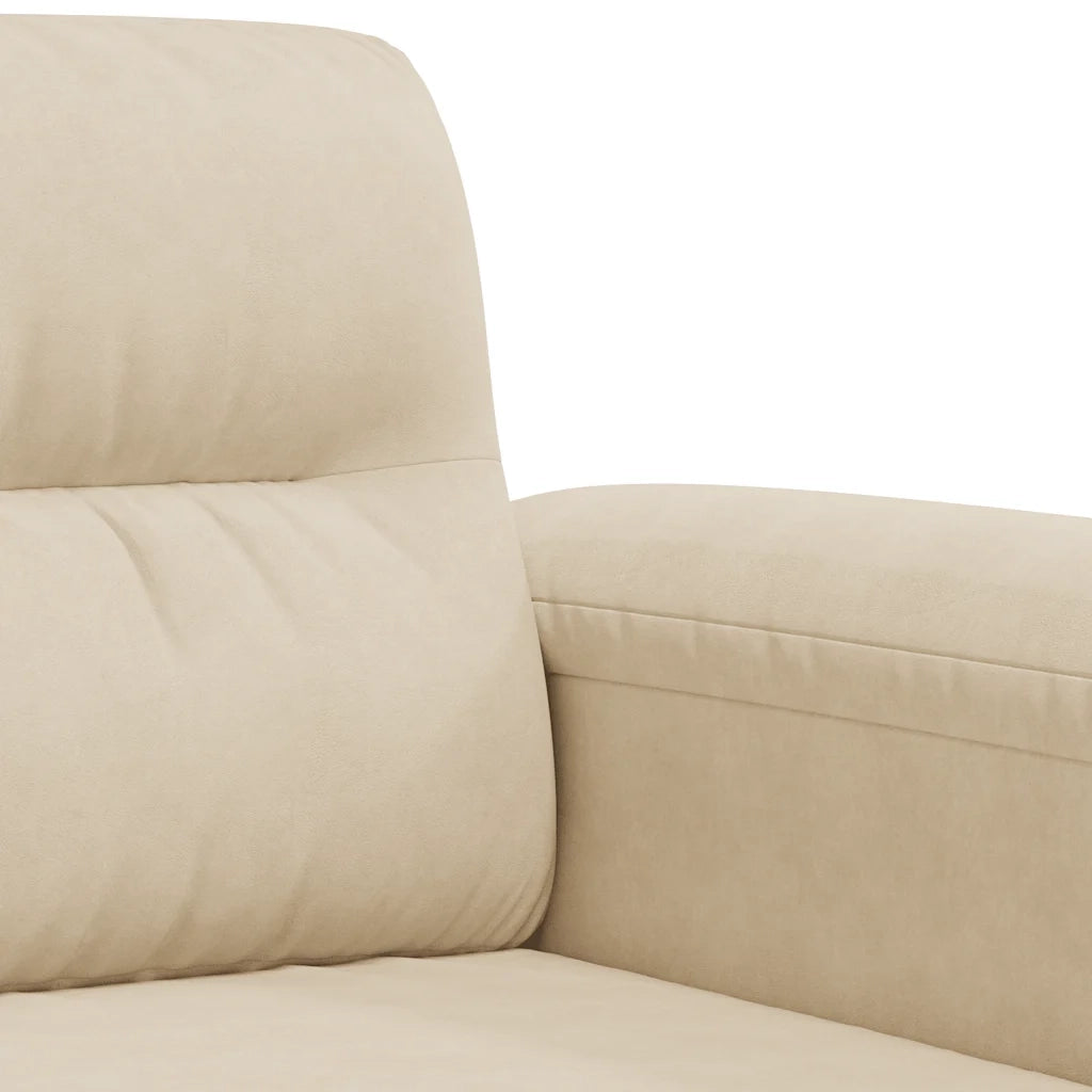 Divano a 3 Posti-Sofa 3 Posti Crema 180 cm in Tessuto Microfibra