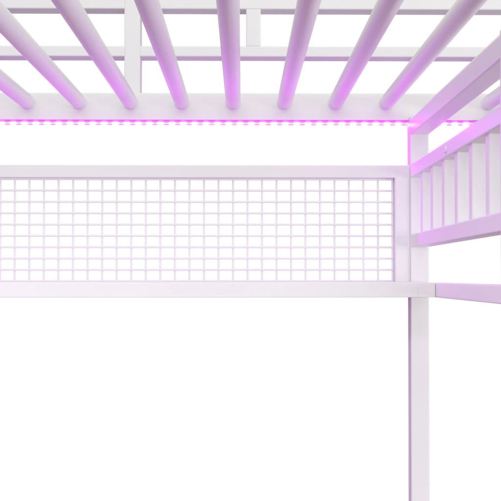 LETTO A CASTELLO 140x200 cm con scrivania, luce, presa, bianco