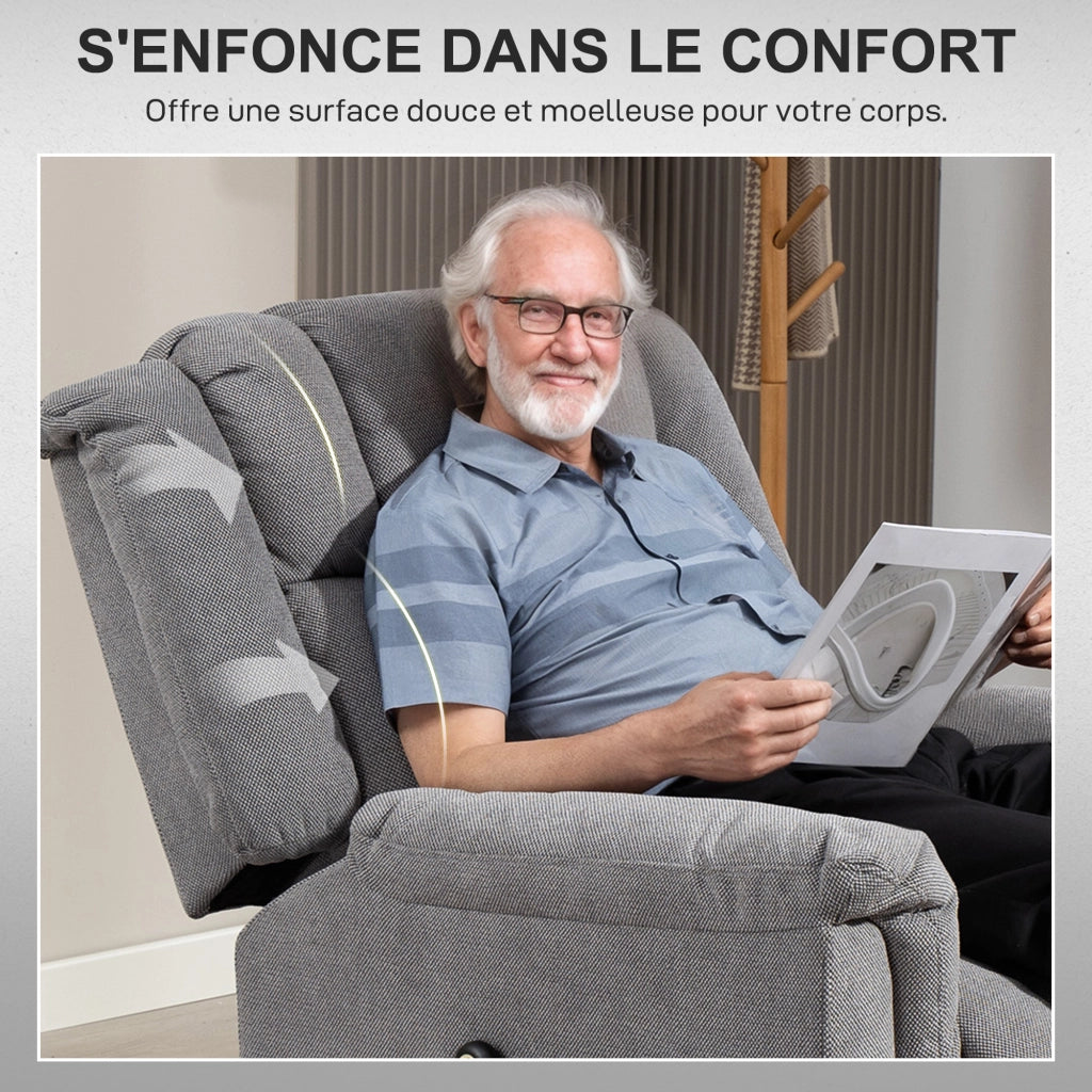 Poltrona relax elettrica alzapersona con massaggio e riscaldamento ¨C Xylo ¨C grigio scuro