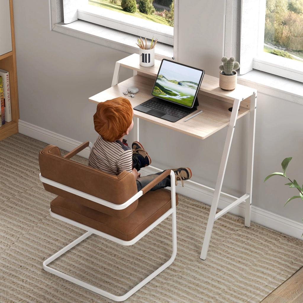 Scrivania Computer Moderna ¨C Xylo ¨C Legno Rovere Piano 84x45x85cm Metallo Ufficio