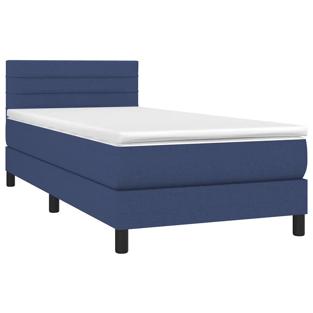 Letto singolo | Letto per adulti | Giroletto a Molle con Materasso Blu 80x200 cm inTessuto