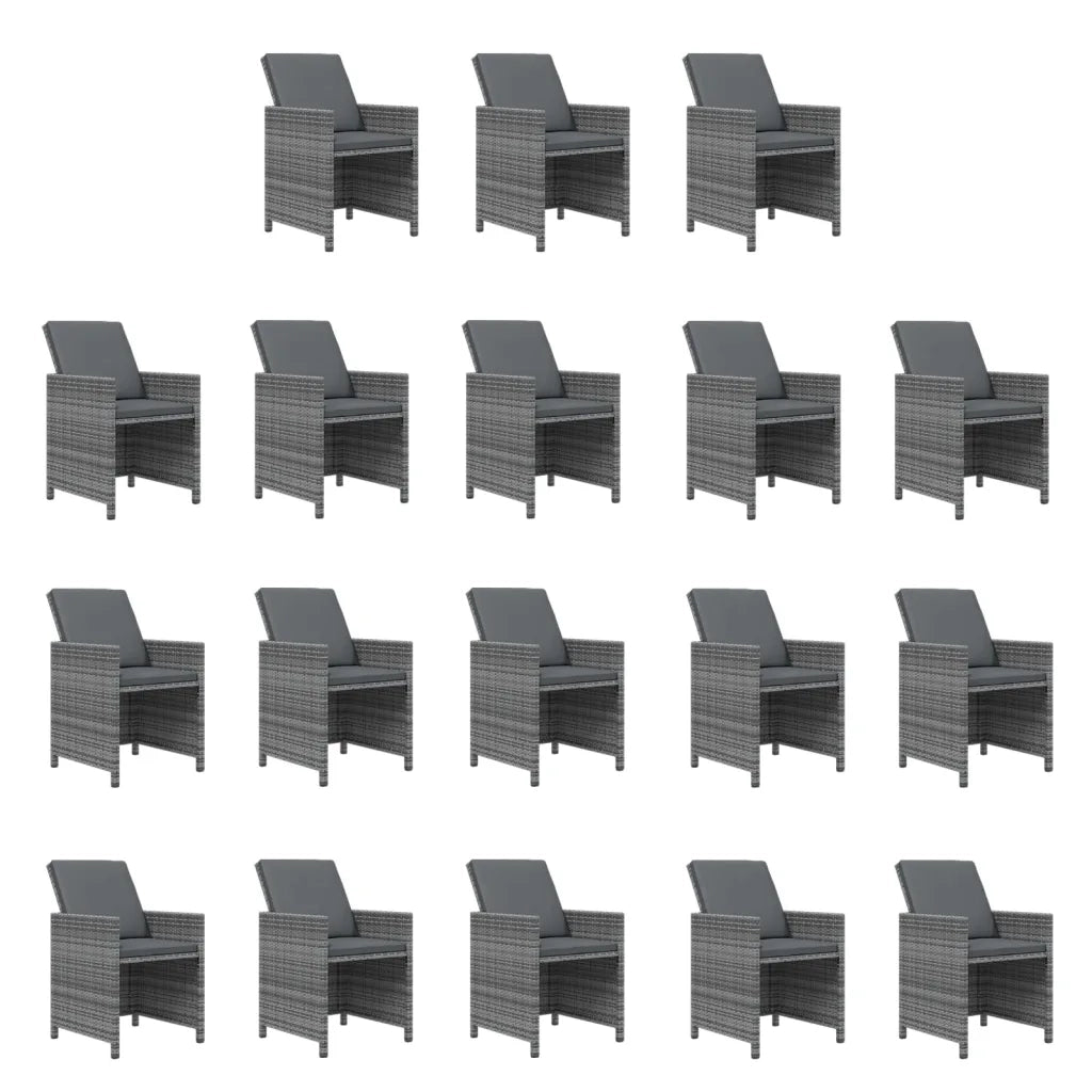 Set da Pranzo per Giardino 19 pz con Cuscini Polyrattan Grigio 3095645