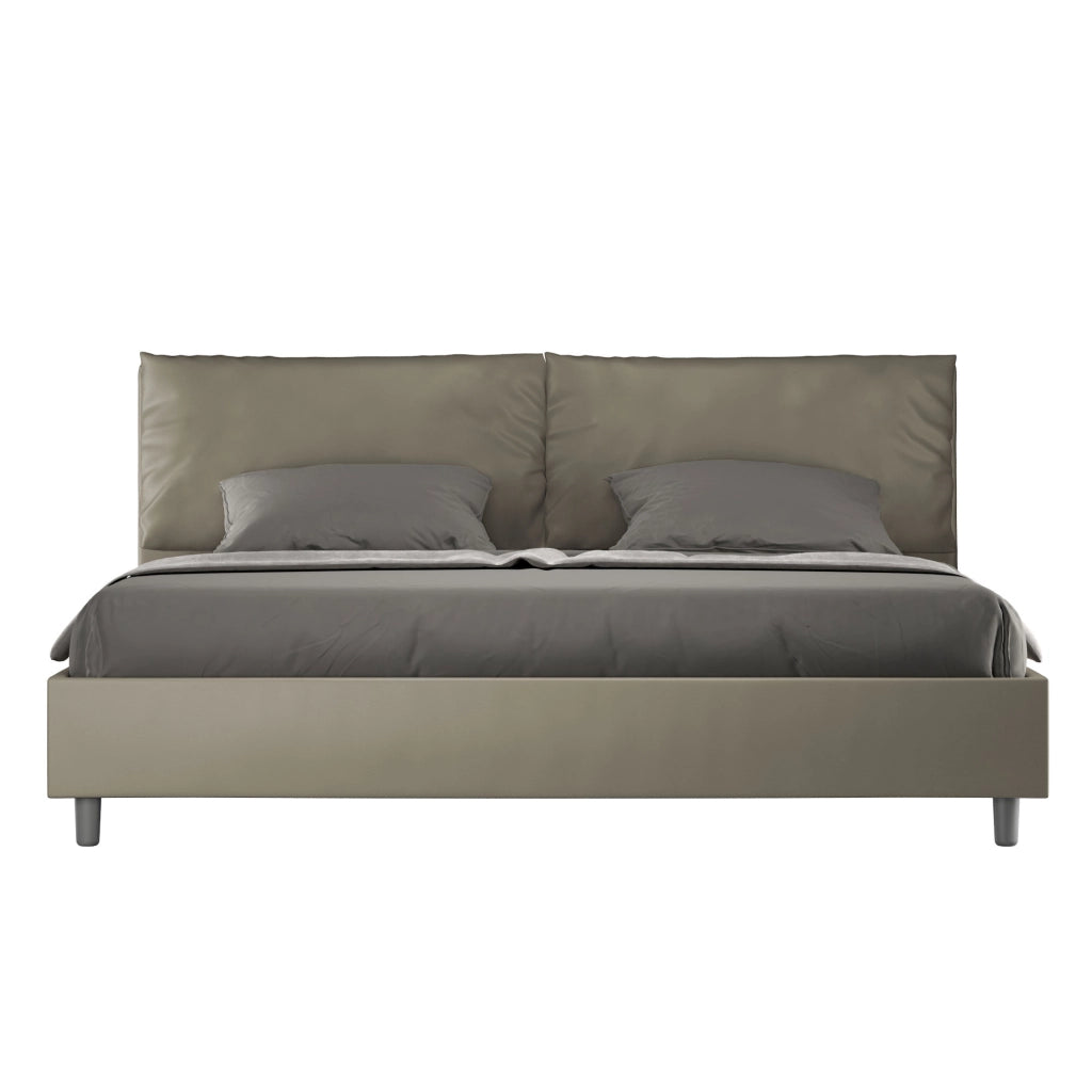 Letto Matrimoniale King Size 200x200 cm Senza Rete Imbottito in Similpelle Antea Large Cappuccino