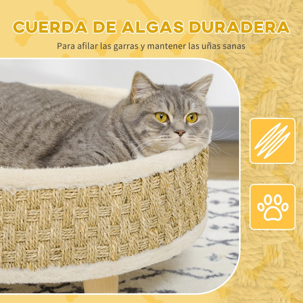 Letto per Cani con Cuscino Lavabile e Telaio in Legno ¨C Zephmum ¨C ?48x24,5 cm Beige