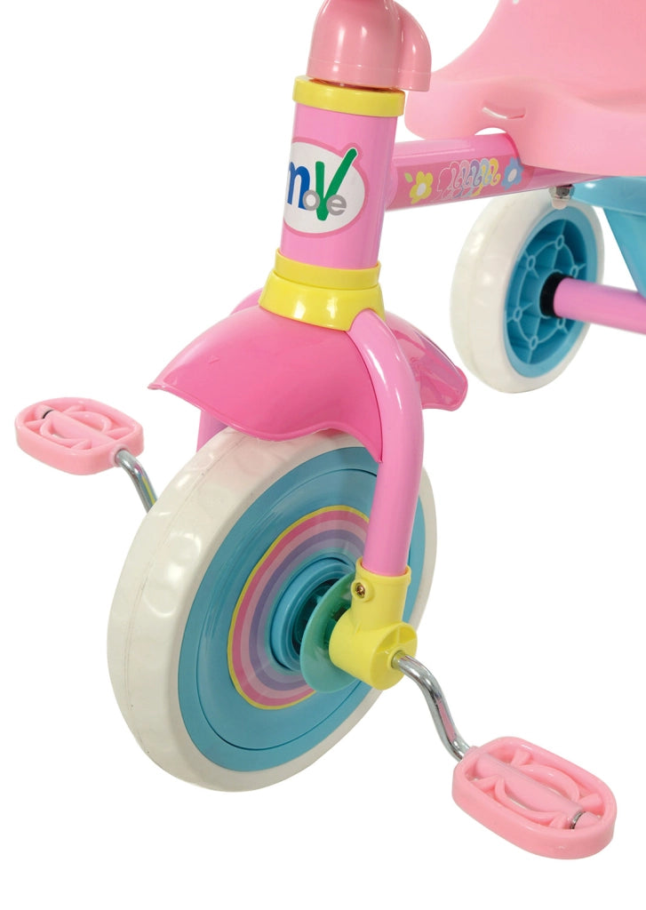 Triciclo a Pedali Primi Passi per Bambini con Maniglione Genitoriale Rimovibile e Vano Contenitore Barbie Rosa