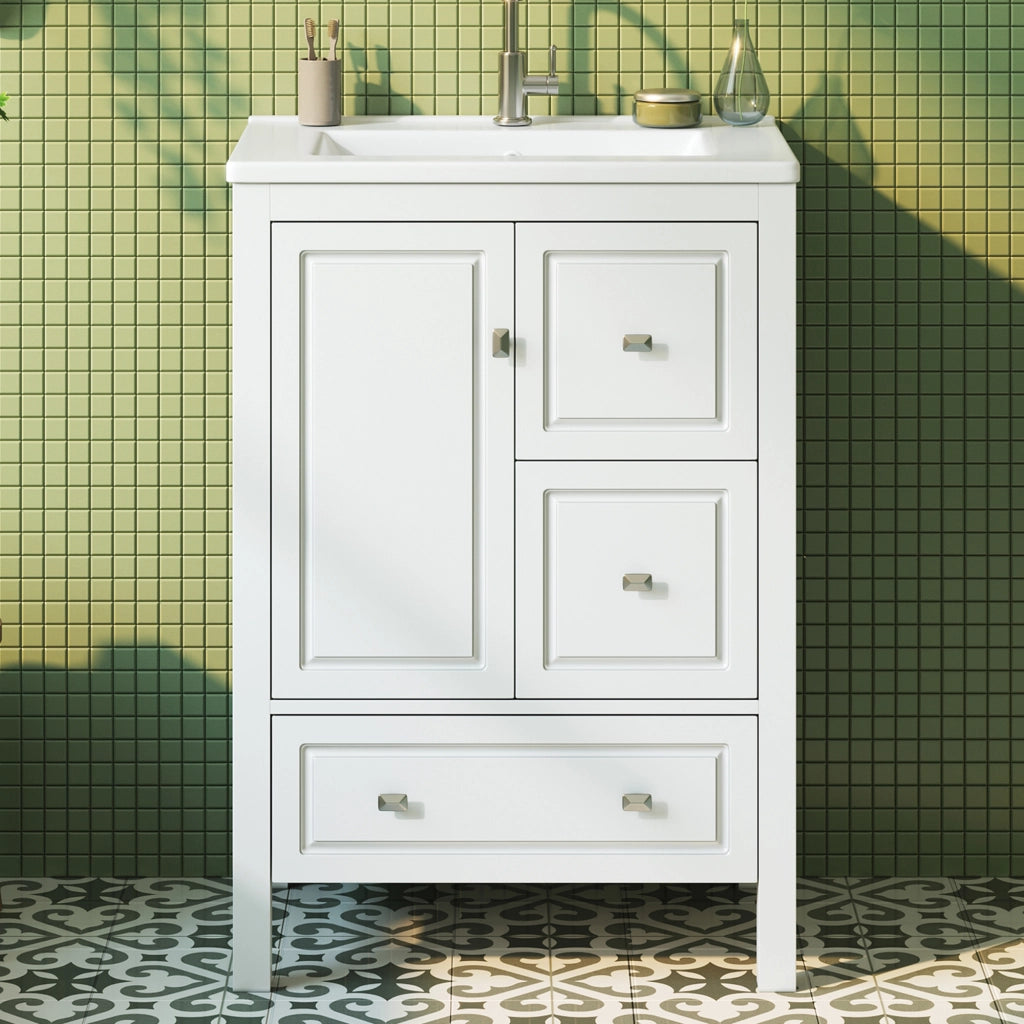 MOBILE BAGNO freestanding 62x47x90 cm in MDF e Ceramica Bianco