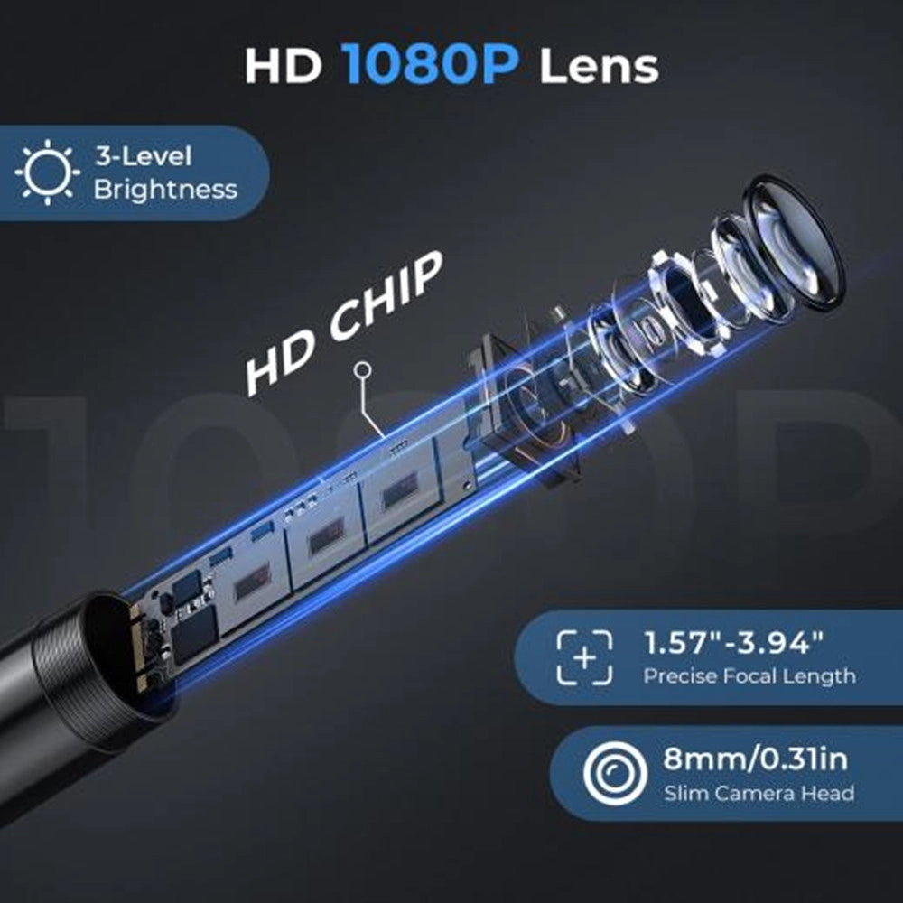 Trade Shop - Telecamera Endoscopica Ispezione Cavo 5mt Immagine 1080p Batteria 2600mah 8 Led -
