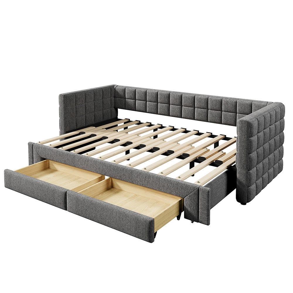 Divano letto - Xylo - 90x200 cm estendibile 2 cassetti grigio