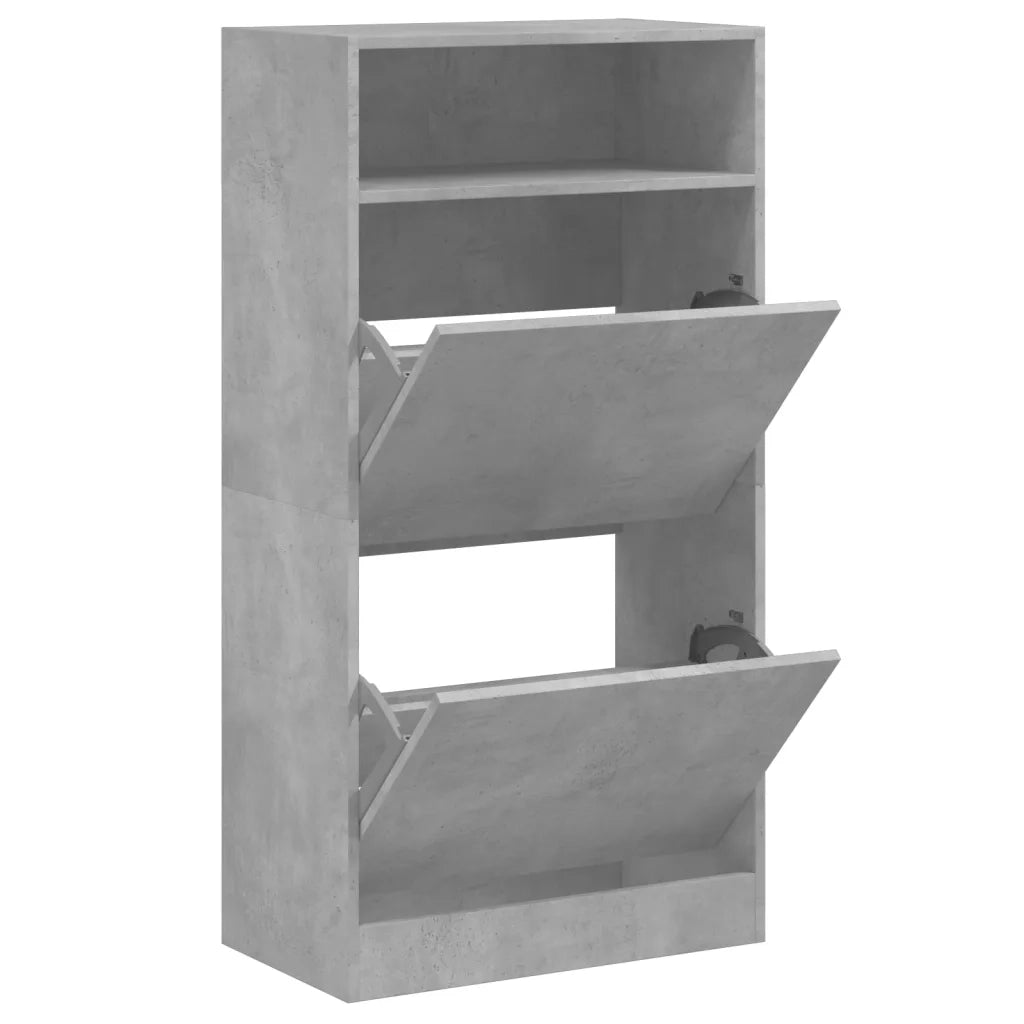 Scarpiera Grigio Cemento 60x34x116 cm in Legno Multistrato 840018