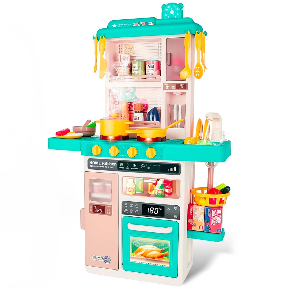 Cucina Giocattolo Educativa Per Bambini Con Luci E Suoni Realistici Rubinetto Con Riciclo Acqua Forno E Fornelli Apribili 50 Accessori Inclusi Dai 3–8 Anni Verde