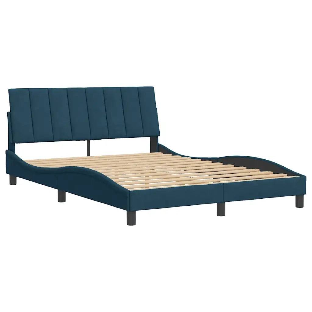 Giroletto senza Materasso-Struttura Letto Hanko Blu 140x200 cm in Velluto