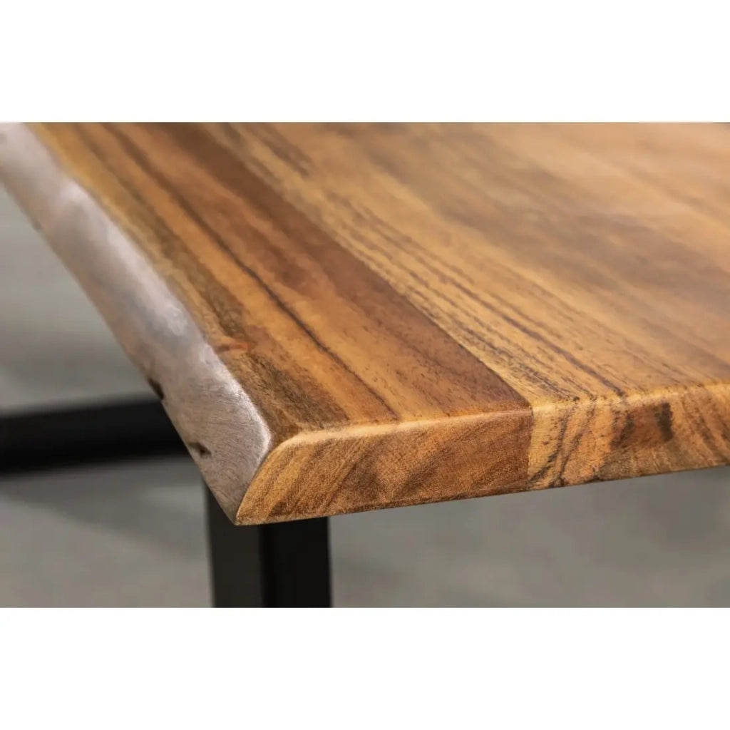 Tavolino basso ARKAYA 120 cm in legno di acacia massiccio con gambe in metallo nero a forma di U