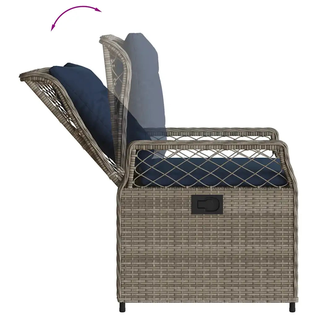 Sedie da giardino reclinabili 2 pz in Polyrattan Grigio 368668