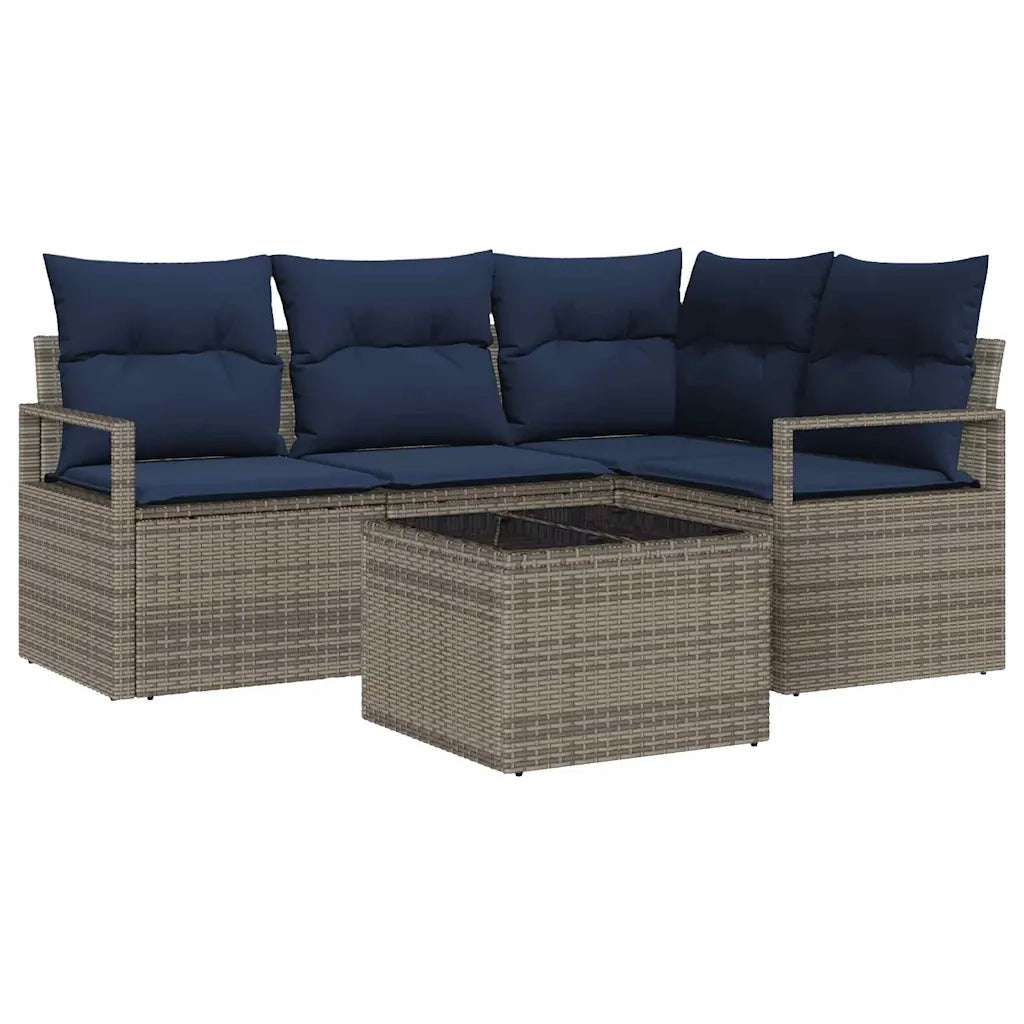 Set di divani 5 pcs Grigio polyrattan 3346375