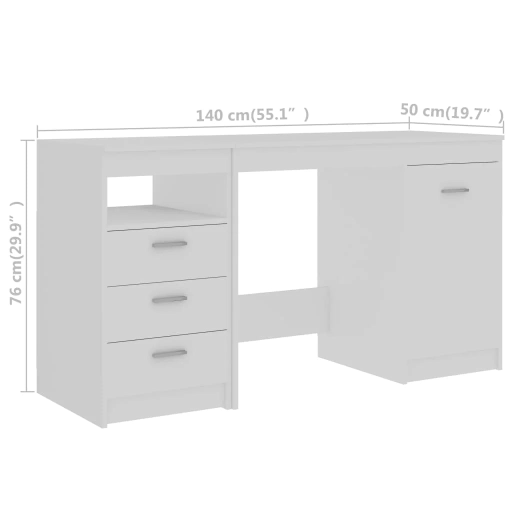 Scrivania tavolo postazione di lavoro mobile per computer studio 140 x 50 x 76 cm legno ingegnerizzato bianco 02_0023523