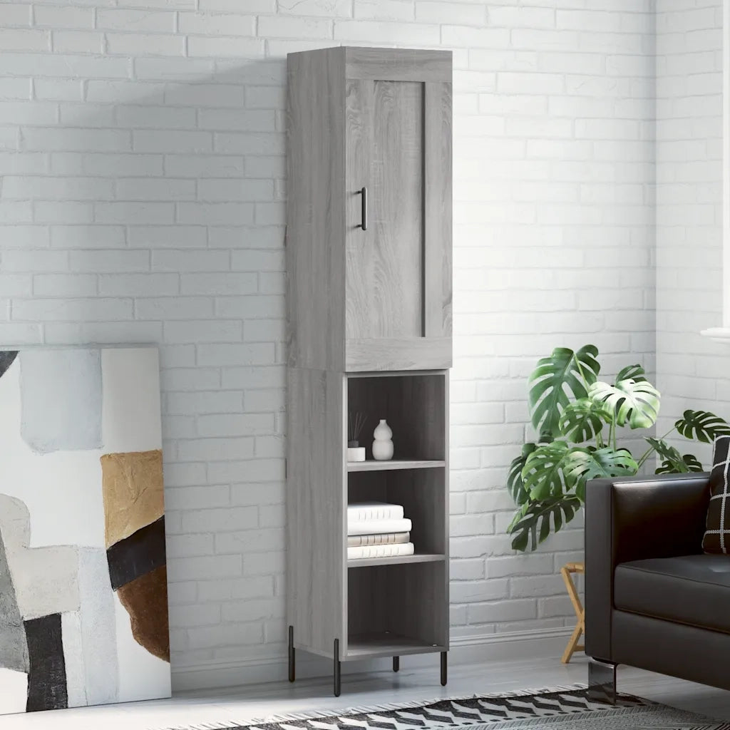 Credenza | Madia | Buffet da pranzo | Armadio da pranzo Grigio Sonoma 34,5x34x180 cm in Legno Multistrato