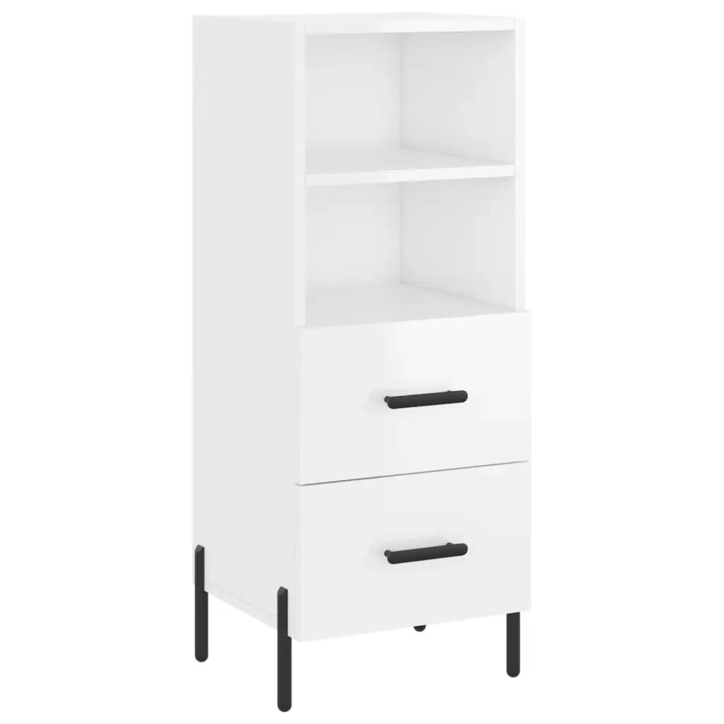 Credenza Bianco Lucido 34,5x34x90 cm in Legno Multistrato 828678