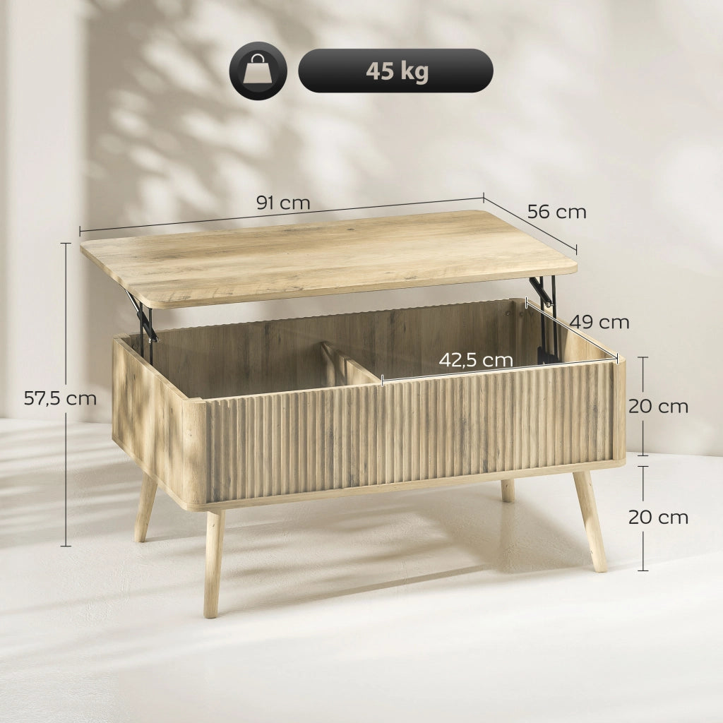 Tavolino da caff¨¨ con scomparto ¨C Xylo ¨C legno di pino, effetto rovere, 91x56x43 cm