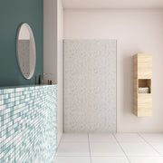80x210 cm Pannello Doccia Realizzato in Alluminio Spessore 3mm con Profili Finitura Grigio Cemento per Rivestimento Parete Bagno