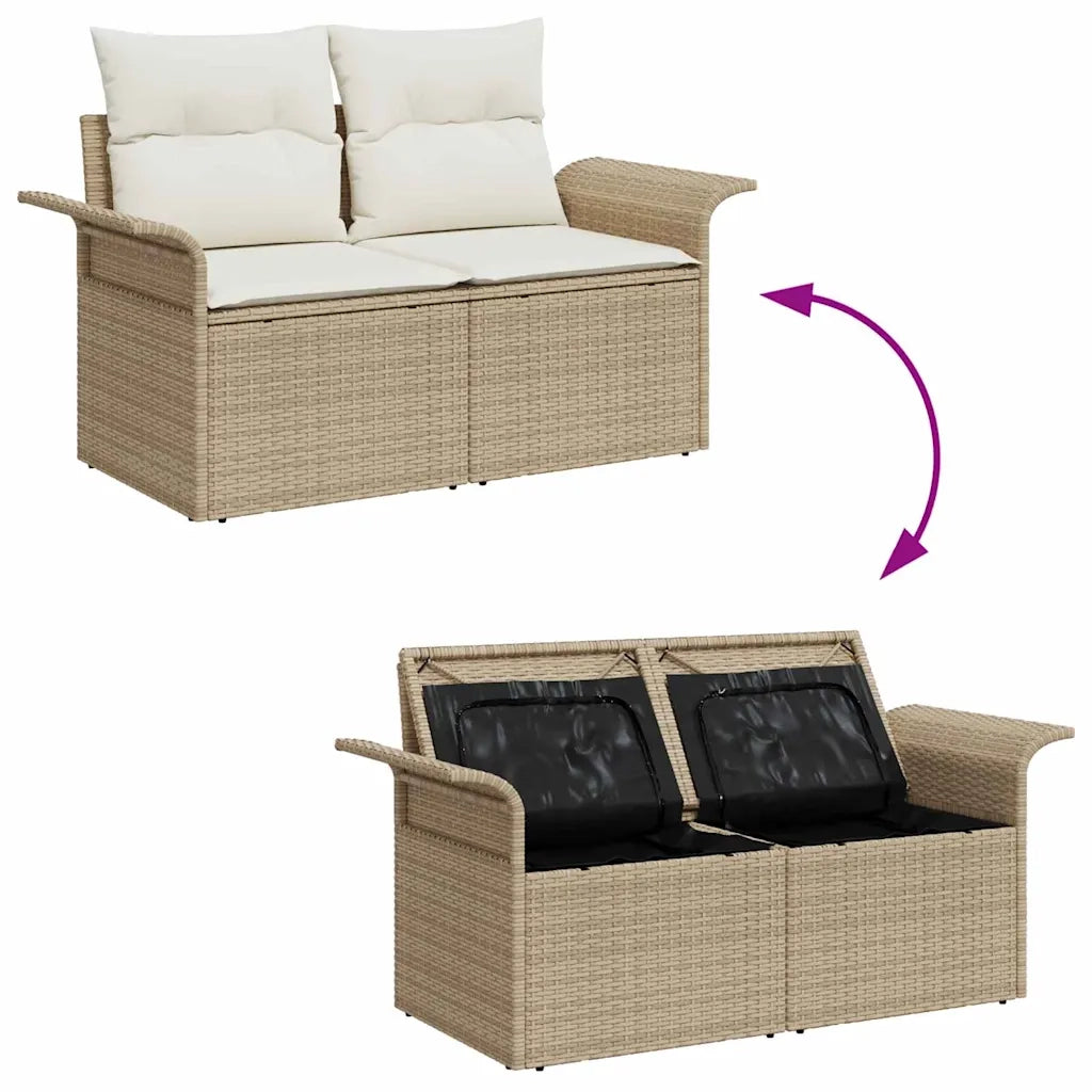 Set Divano da Giardino 5 pcs Beige e Crema polyrattan 3355929