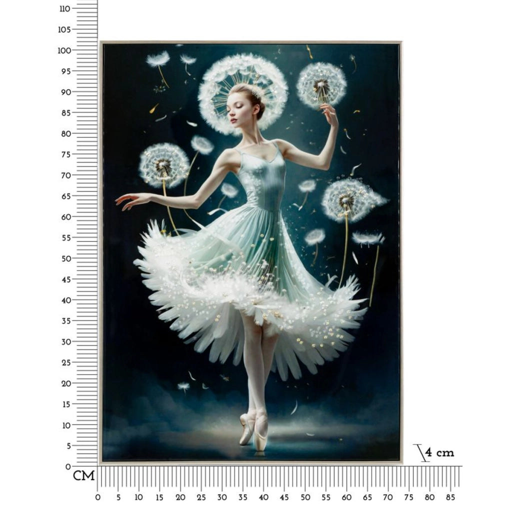 Dipinto su tela Dancing B ballerina con tarassachi, 72x102 cm