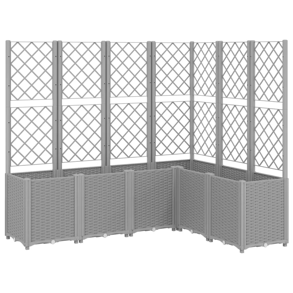 Fioriera | Cassetta per fiori | Vaso Giardino con Graticcio Grigio Chiaro 160x120x140 cm PP