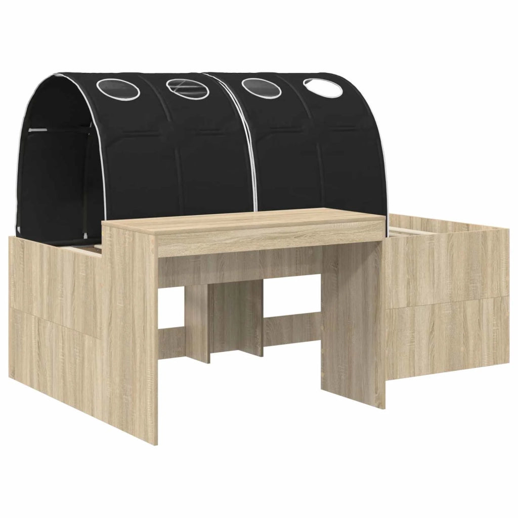 Letto con Tunnel 3 pz Rovere Artigianale e Nero 3423700