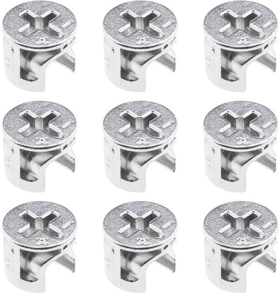 Connettore per Mobili 50 Unità - Raccordo per Mobili - Resistente alla Corrosione - Adatto per Armadi/Schienali/Cassetti - Dimensioni 12x10mm - Duraturo - Connettore per Mobili
