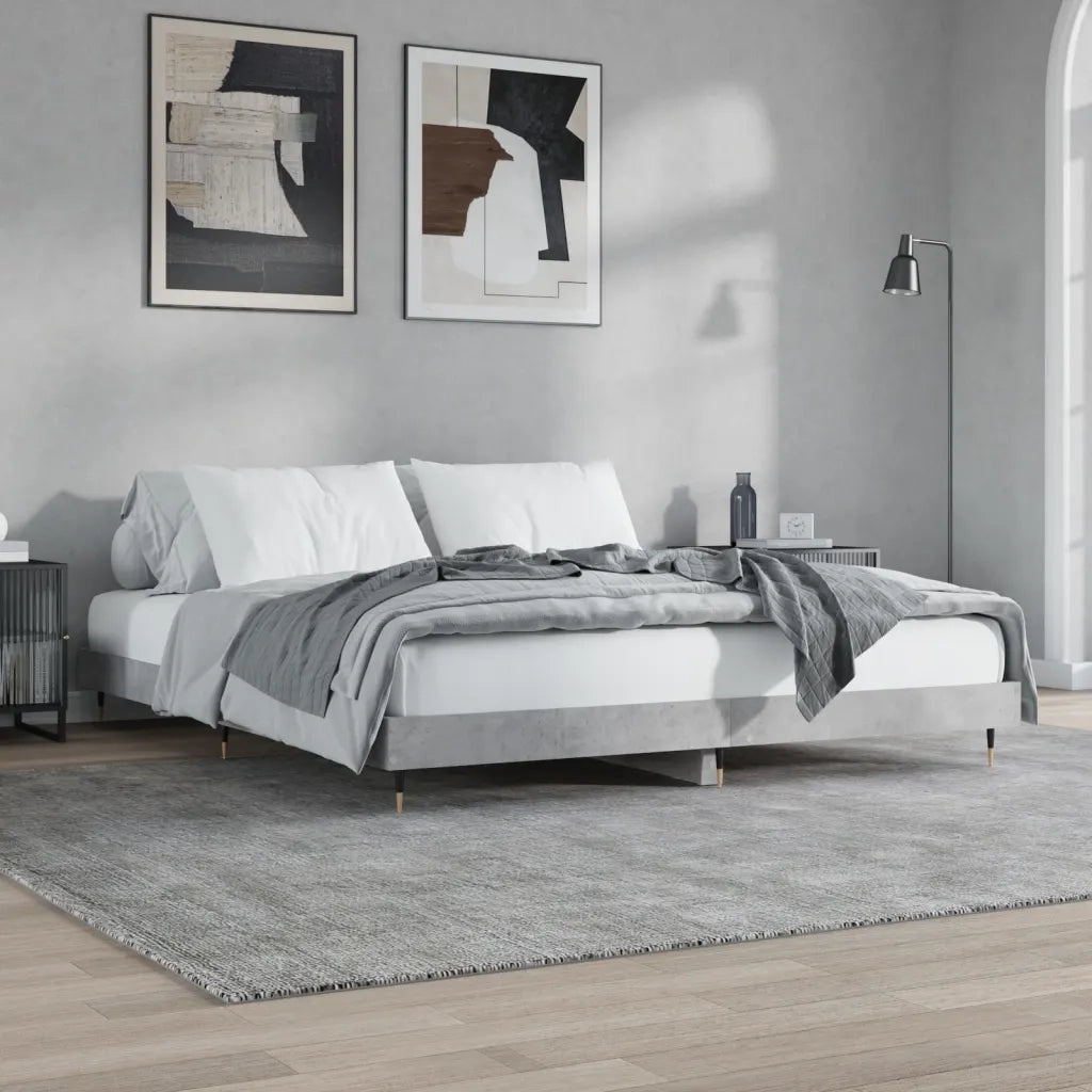 Giroletto-Struttura Letto Grigio Cemento 200x200 cm in Legno Multistrato 812977