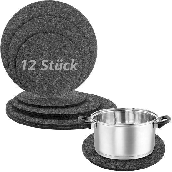 Vetrini di Supporto Ronde per Set di 12, Diametro 20cm, 25cm, 30cm Vetrini di Supporto in Grigio Scuro per Tavoli, Bevande, Vaschette, Bar, Calici, Tavoli, Vaschette