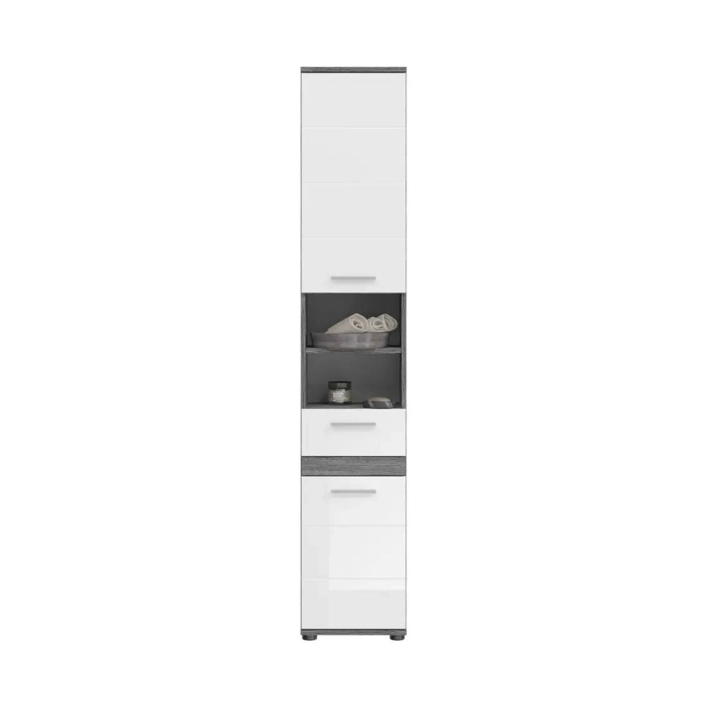 Set di mobili da bagno WILLIAM - Grigio scuro e bianco - 114x191x34 cm