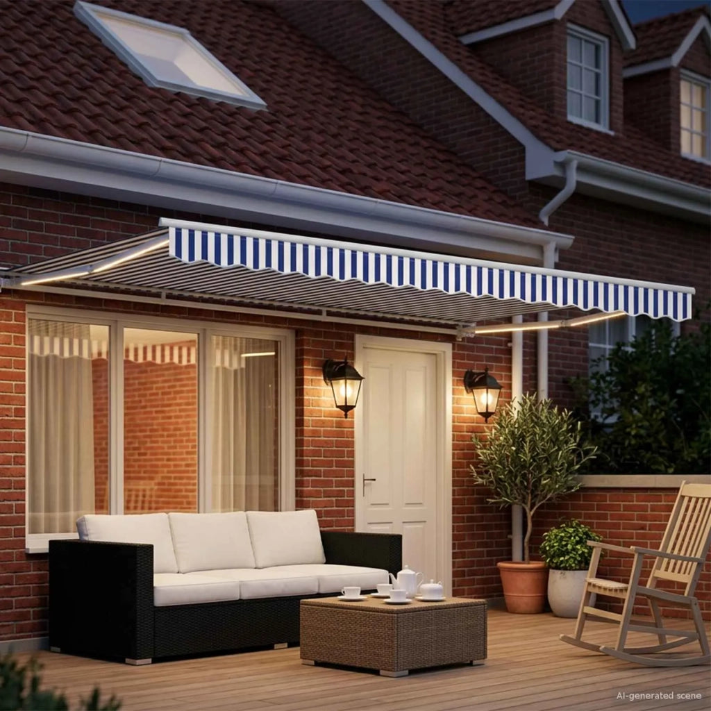 Cornice per Tenda Manuale con LED Blu e Bianco 5 × 3,5 m 3420705