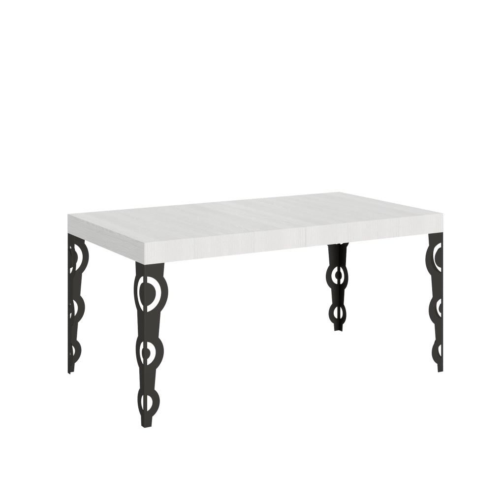 Tavolo allungabile 90x160/264 cm Karayan Bianco Frassino telaio Antracite