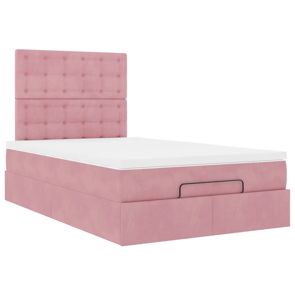 Struttura Letto Pouf con Materassi Rosa 120x190 cm Velluto 3314455