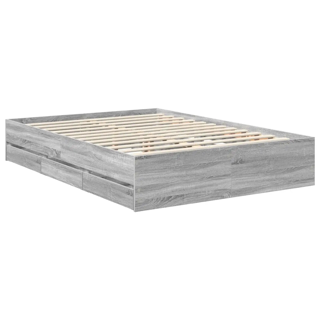 Letto matrimoniale | Letto per adulti | Struttura del letto con cassetto Grigio Sonoma 140 x 200 cm