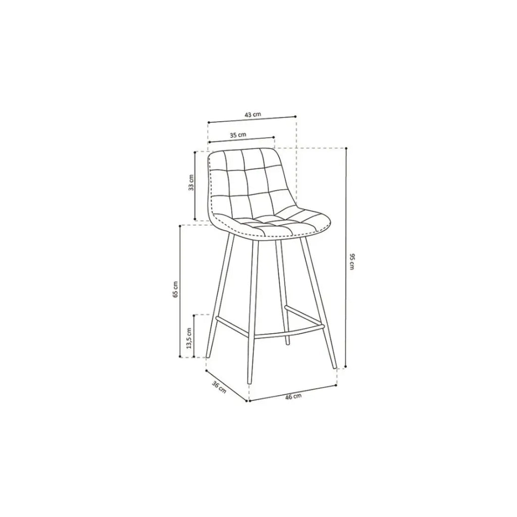 Sedia da bancone JUTE - Velluto color taupe - Gambe in metallo - Altezza 95 cm - Stile contemporaneo