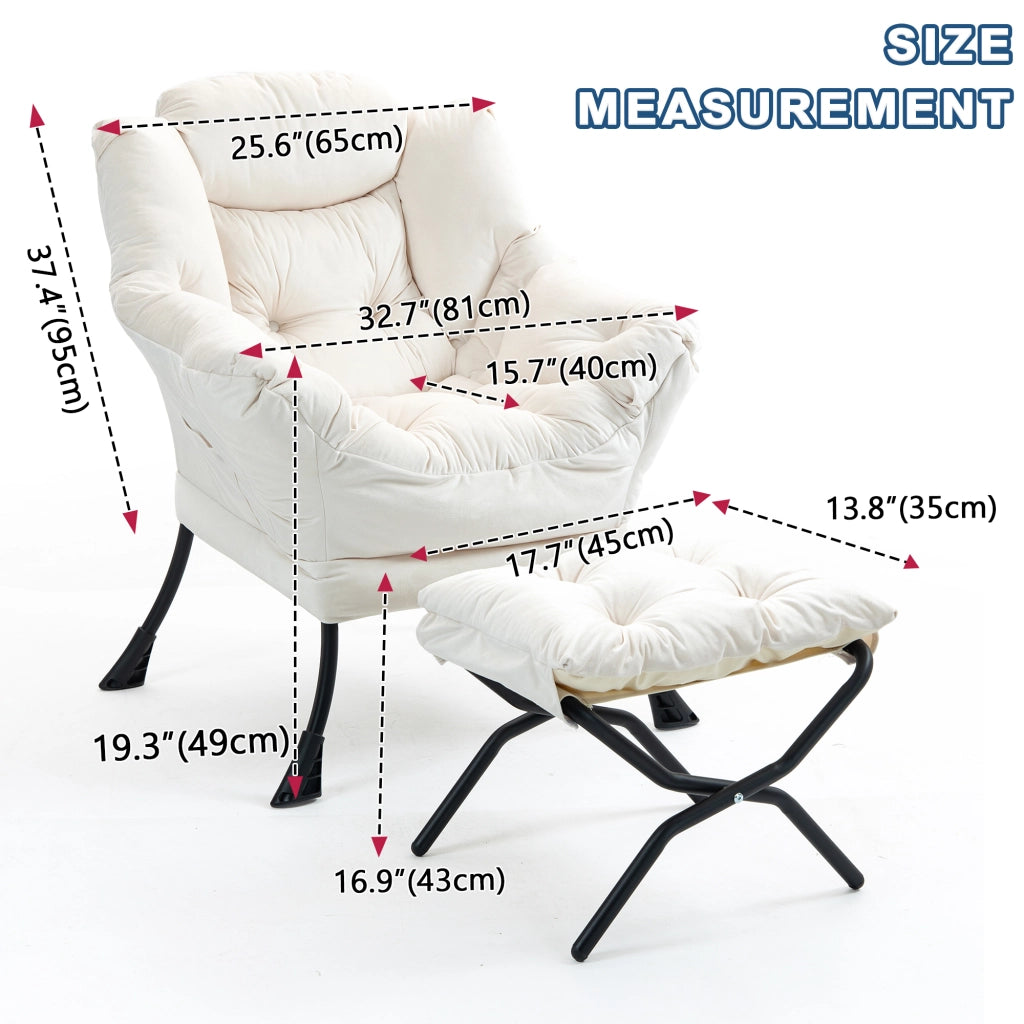 Poltrona relax con supporto per il collo e montaggio facile per balcone terrazza in metallo off white 70 × 20 × 77 cm
