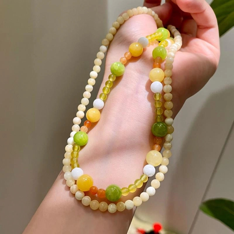 Collana fatta a mano con perline di cristallo di topazio e collana con pietre naturali colorate, regalo di Natale o compleanno.