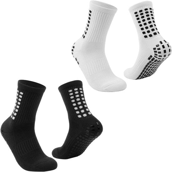Due paia di calze a compressione e respiro per uomo e donna - adatti per sport all'aperto - fitness (bianco nero) - Unico taglio