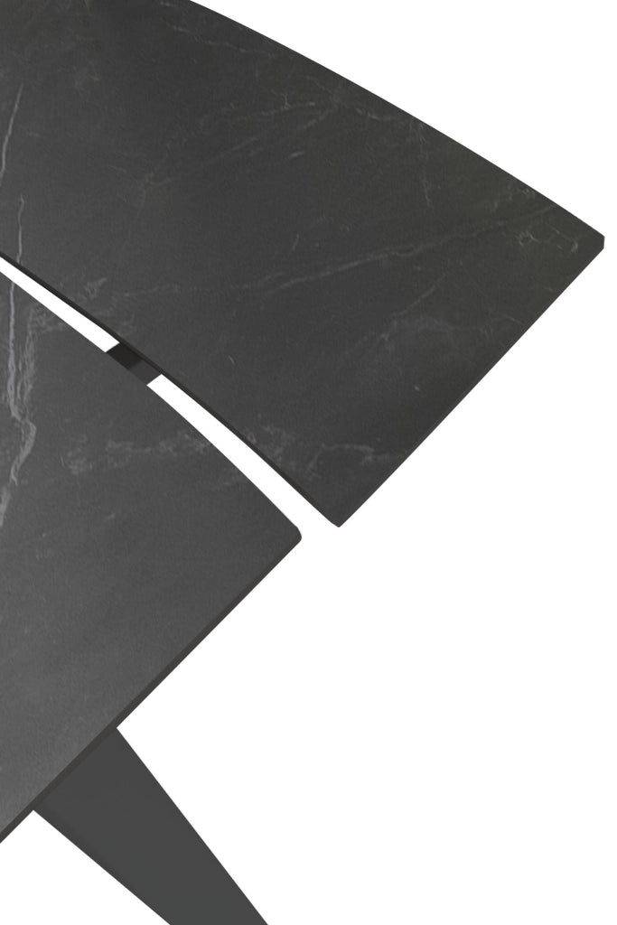 Tavolo Allungabile Nicolas con Piano in Sintered Stone Effetto Marmo Nero e Struttura in Metallo Antracite 140/200x90 cm - Nicolas