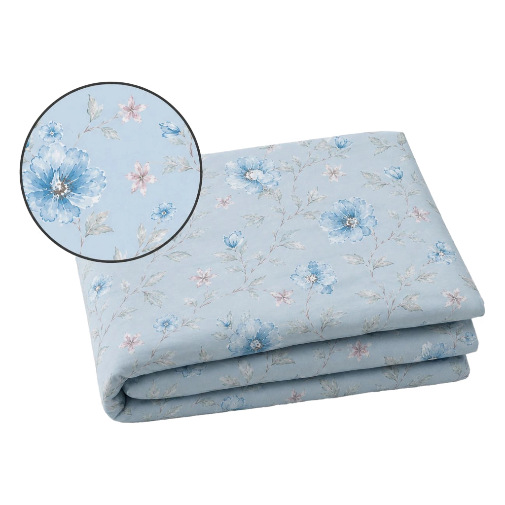 Roserada, set Completo Letto Singolo in Percalle, blu Chiaro