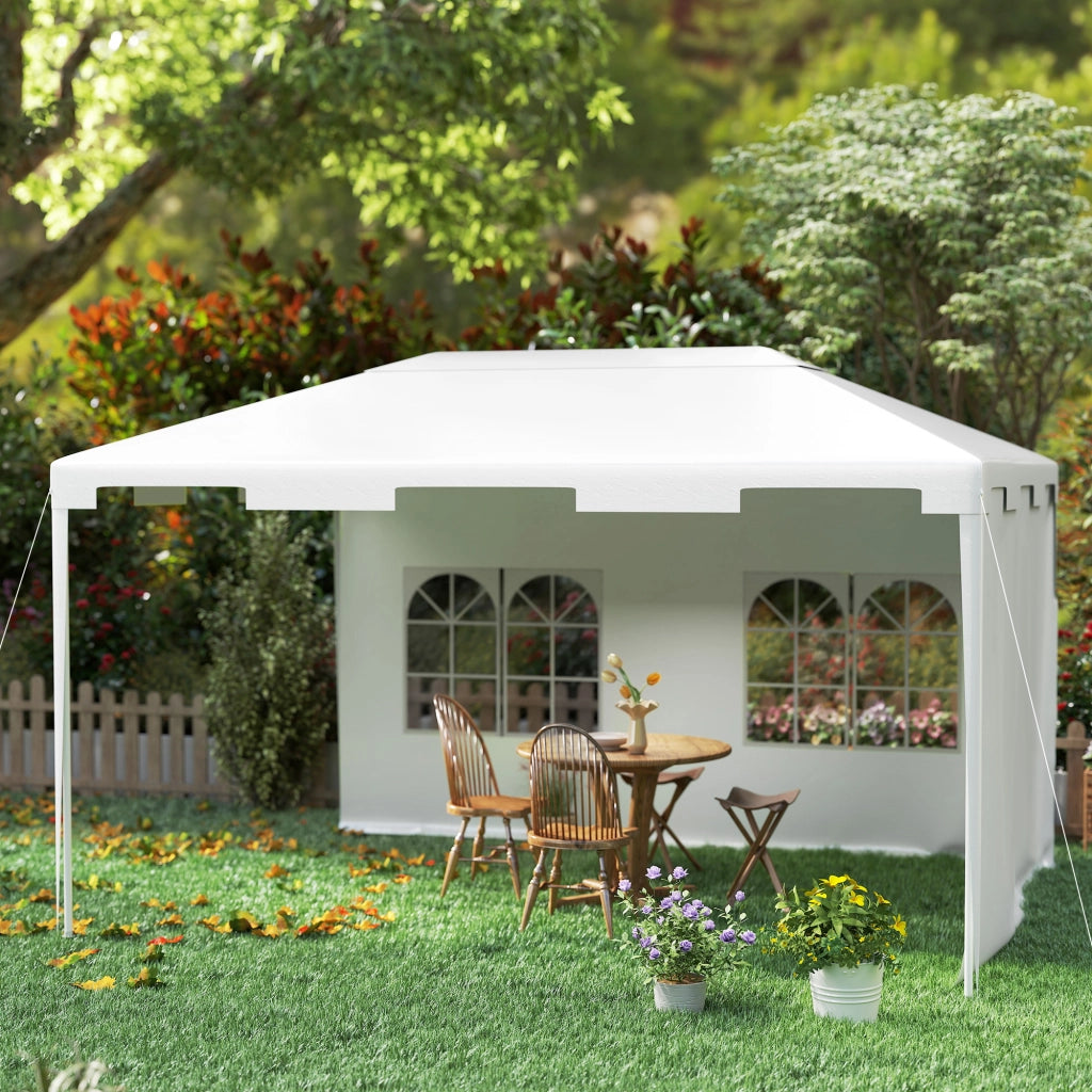 Gazebo Giardino 395x295x255 cm Sgonfiabile Esterno con 2 Finestre Anti-UV per Terrazza Patio Bianco ¨C zephmum