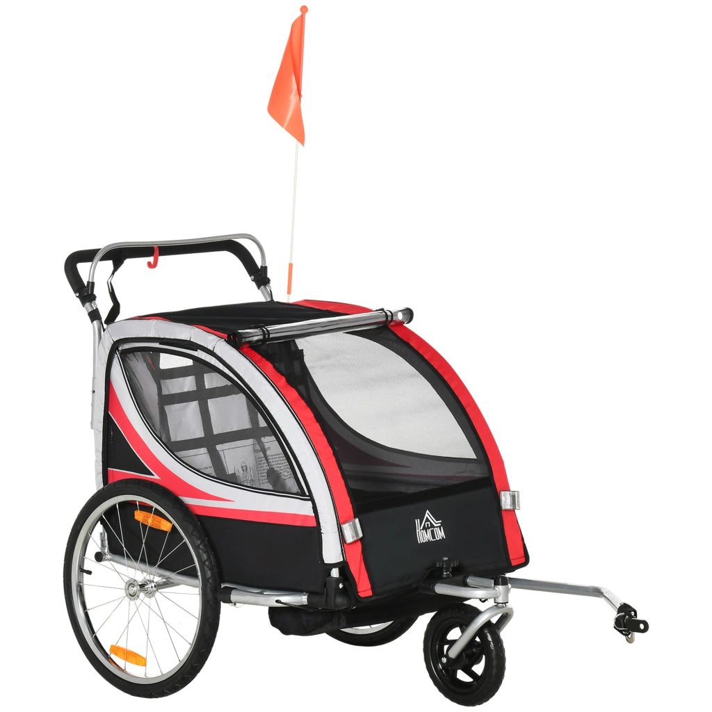 Rimorchio bici per bambini 2 in 1 convertibile in passeggino jogger ¨C Xylo ¨C capacit¨¤ 26,4 kg, rosso