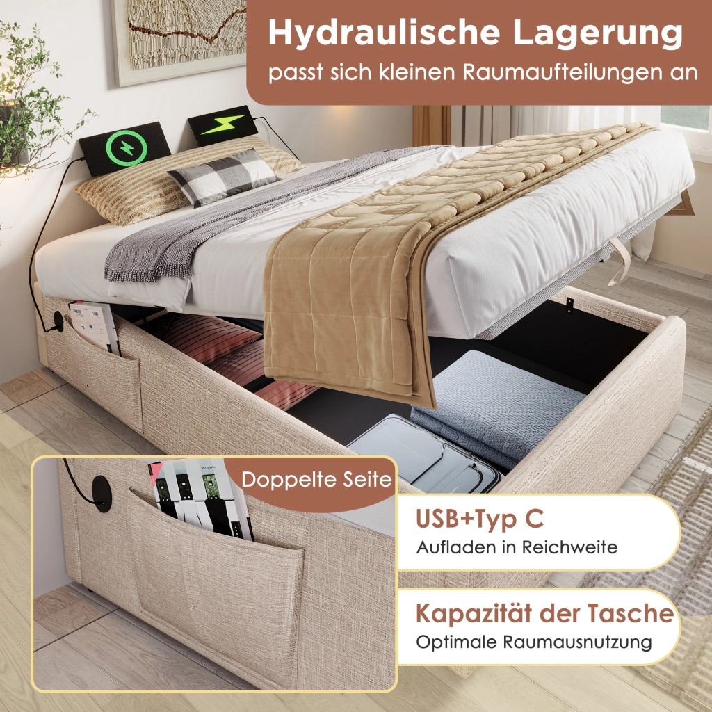letto imbottito lino naturale 140 x 200 cm
