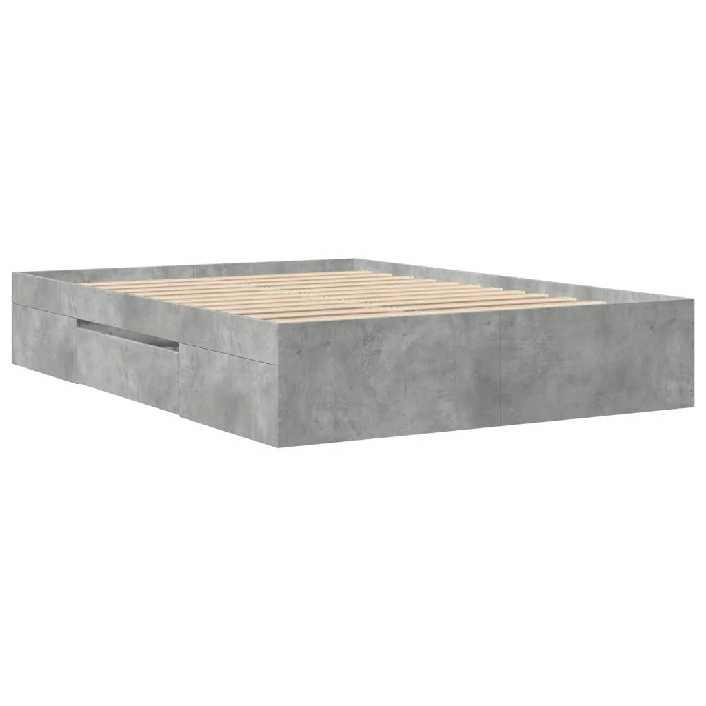 Letto matrimoniale | Letto per adulti | Giroletto Grigio Cemento 135x190 cm in Legno Multistrato
